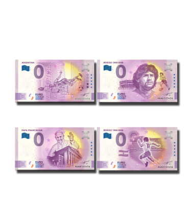 0 Euro Souvenir Banknote Thematic Greatness of Argentina 2 AGAA, AGAB, XEQA-AR - Set of 4