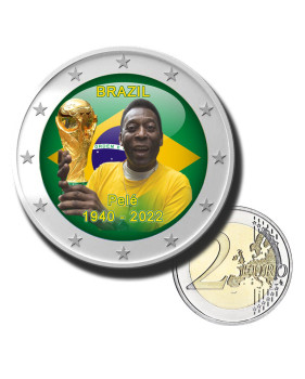 2 Euro Coloured Coin Football Star - Pele Brazil 2022