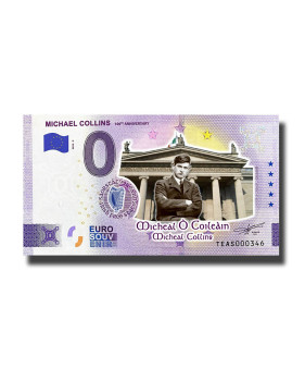 0 Euro Souvenir Banknote Michael Collins 100th Anniversary Colour Ireland TEAS 2022-2