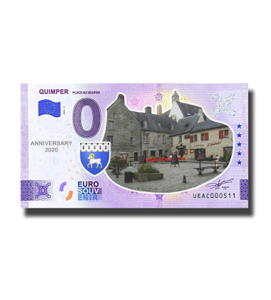 Anniversary 0 Euro Souvenir Banknote Quimper Palace Au Beurre Colour France UEAC 2022-3