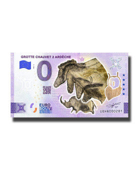 0 Euro Souvenir Banknote Grotte Chauvet 2 Ardeche Colour France UEHQ 2022-2