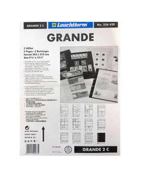 Leuchtturm Grande 2c plastic sheets with 2 horizontal stripes, crystal clear, pack of 5