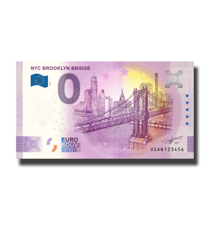 0 Euro Souvenir Banknote NYC Brooklyn Bridge USA USAQ 2023-1