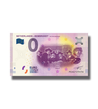 0 EURO SOUVENIR BANKNOTE NETHERLANDS REMBRANDT De Staalmeesters PEAG 2019-3