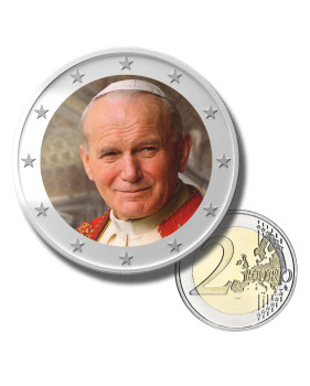 2 Euro Coloured Coin Pope John Paul II Vatican