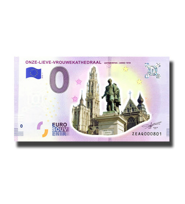 0 Euro Souvenir Banknote Onze Lieve Vrouwekathedraal Antwerpen 1518 Colour Belgium ZEAQ 2018-1
