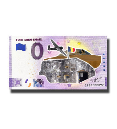 0 Euro Souvenir Banknote Fort Eben Emael Colour Belgium ZEBG 2021-1