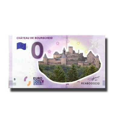 0 Euro Souvenir Banknote Chateau De Bourscheid Colour Luxembourg REAB 2019-1
