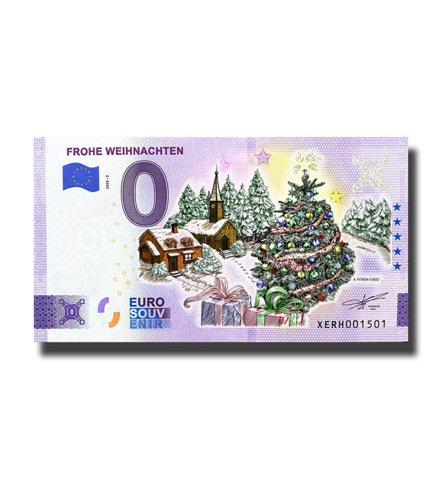 0 Euro Souvenir Banknote Frohe Weihnachten Colour Germany XERH 2022-2