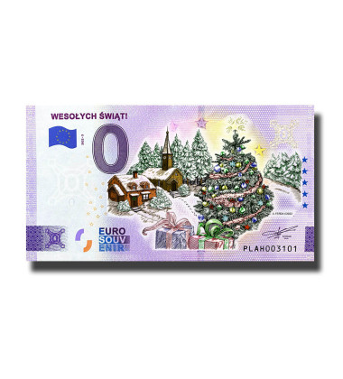 0 Euro Souvenir Banknote Wesolych Swiat! Colour Poland PLAH 2022-3