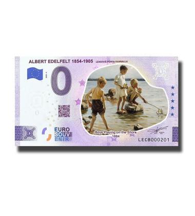 0 Euro Souvenir Banknote Albert Edelfelt 1854 -1905 Leikkivia Poikia Rannalla Colour Finland LECB 2023-3