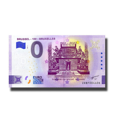 0 Euro Souvenir Banknote Brussel 100 Bruxelles Belgium ZEBF 2022-1