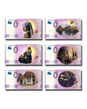 0 Euro Souvenir Banknote Complete Set of 6 Johannes Vermeer Colour Netherlands PEBF 2021 - Set of 6
