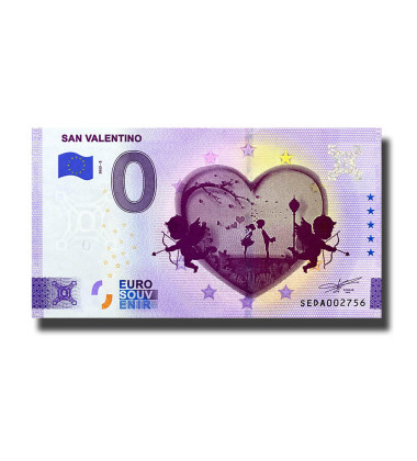 0 Euro Souvenir Banknote San Valentino Italy SEDA 2023-2