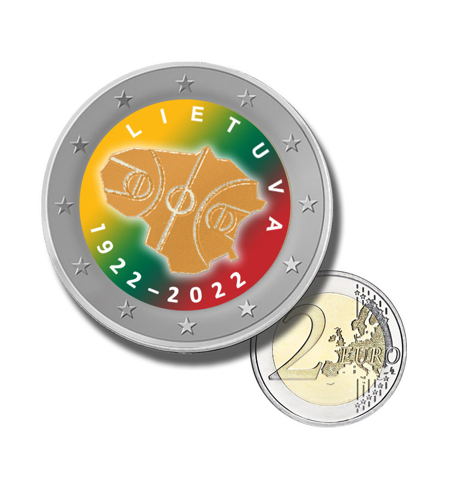 2 Euro Coloured Coin 2022 Lithuania Basketball Lietuva 1922-2022