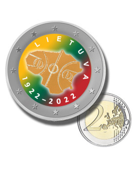 2 Euro Coloured Coin 2022 Lithuania Basketball Lietuva 1922-2022