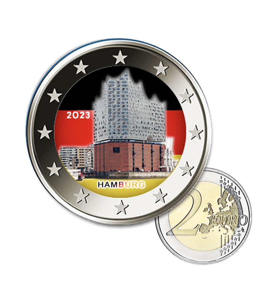 2 Euro Coloured Coin 2023 Germany Elbe - Hamburg