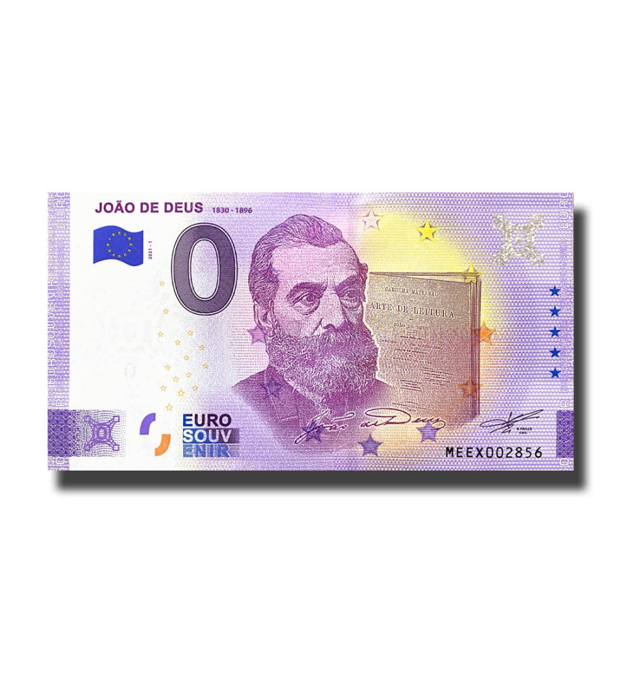 0 Euro Souvenir Banknote Joao De Deus 1830 - 1896 Portugal MEEX 2021-1