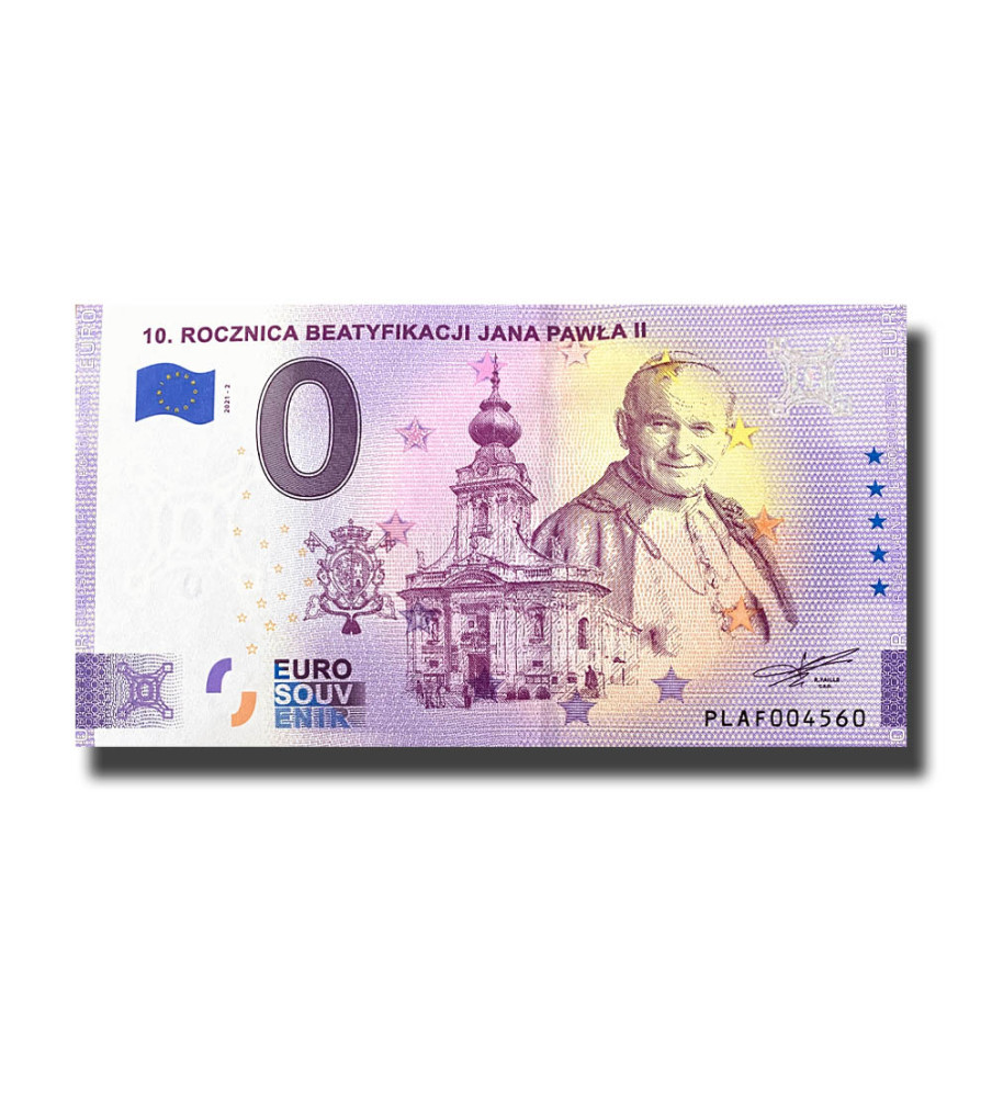 0 Euro Souvenir Banknote 10. Rocznica Beatyfikacji Jana Pawla II Poland PLAF 2021-2