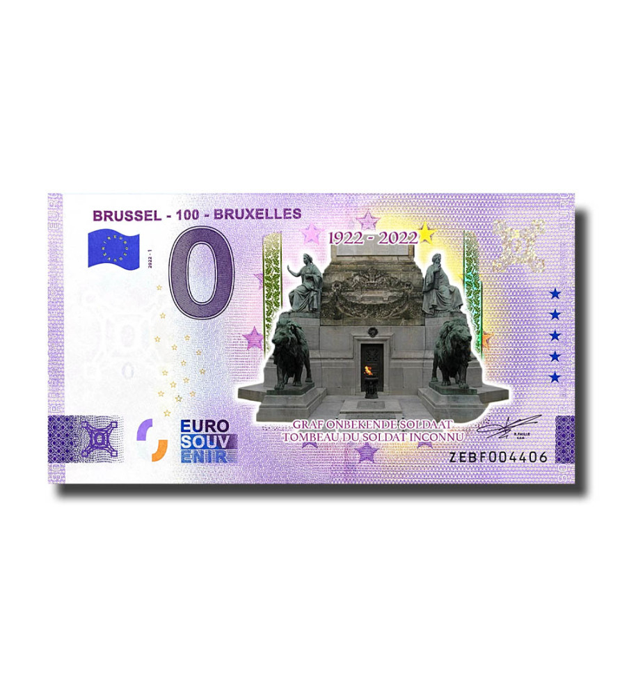 0 Euro Souvenir Banknote Brussel 100 Bruxelles Colour Belgium ZEBF 2022-1