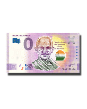 0 Euro Souvenir Banknote Mahatma Gandhi Colour India Malta FEAB 2023-2