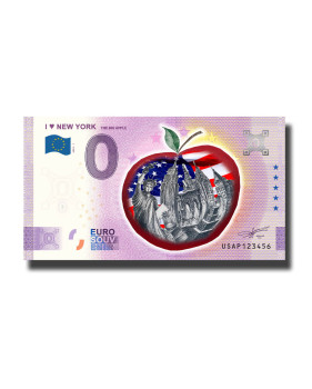 0 Euro Souvenir Banknote I Love New York - The Big Apple Colour USA USAP 2023-1