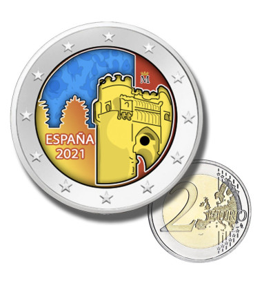 2 Euro Coloured Coin 2021 Spain Historic City of Toledo