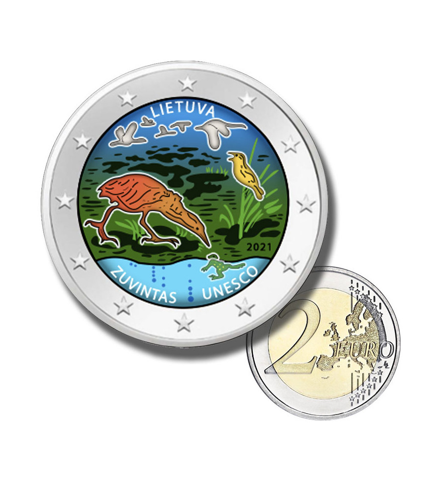 2 Euro Coloured Coin 2021 Lithuania Žuvintas Biosphere Reserve