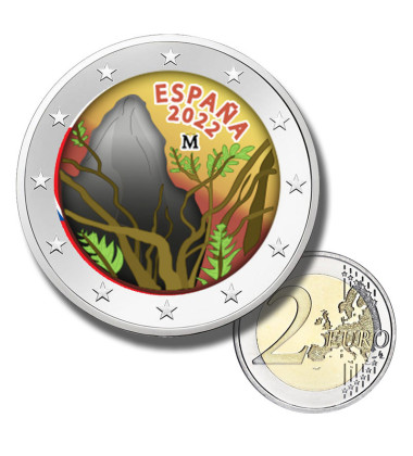 2 Euro Coloured Coin 2022 Spain Garajonay National Park