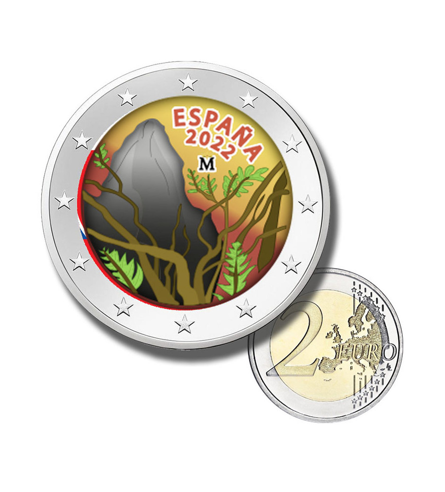 2 Euro Coloured Coin 2022 Spain Garajonay National Park
