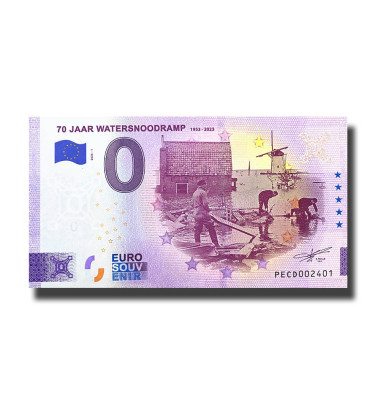 0 Euro Souvenir Banknote 70 Jaar Watersnoodramp 1953 - 2023 Netherlands PECD 2023-1