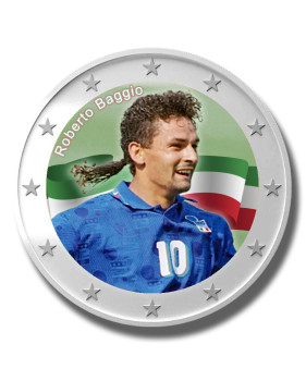 2 Euro Coloured Coin Roberto Baggio