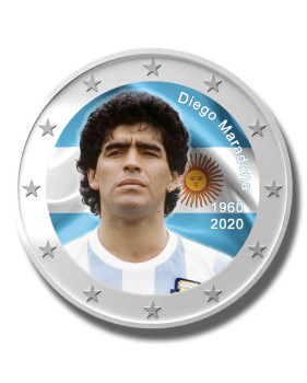 2 Euro Coloured Coin Football Star - Diego Maradona 1960 - 2020