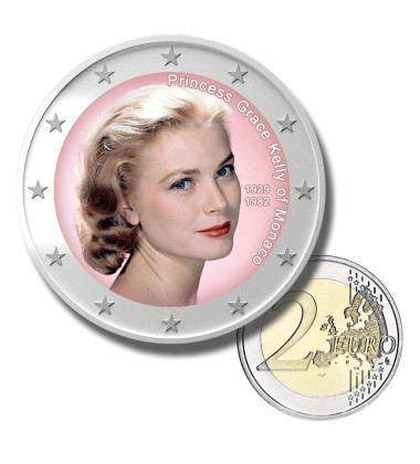2 Euro Coloured Coin Princess Grace Kelly of Monaco 1929 - 1982
