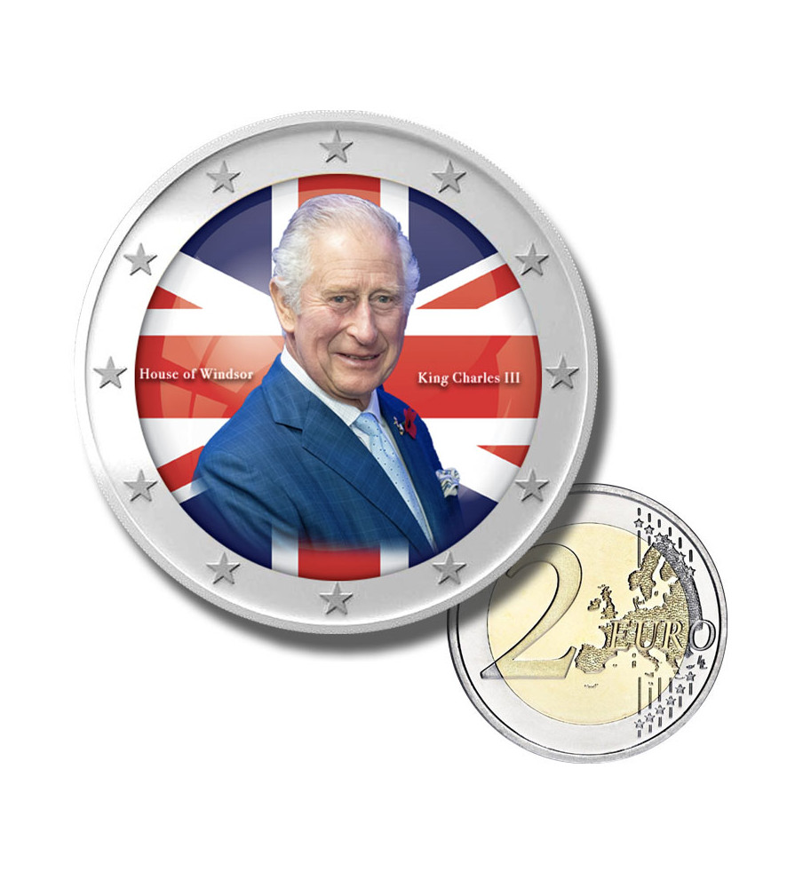 2 Euro Coloured Coin United Kingdom King Charles III - House of Windsor