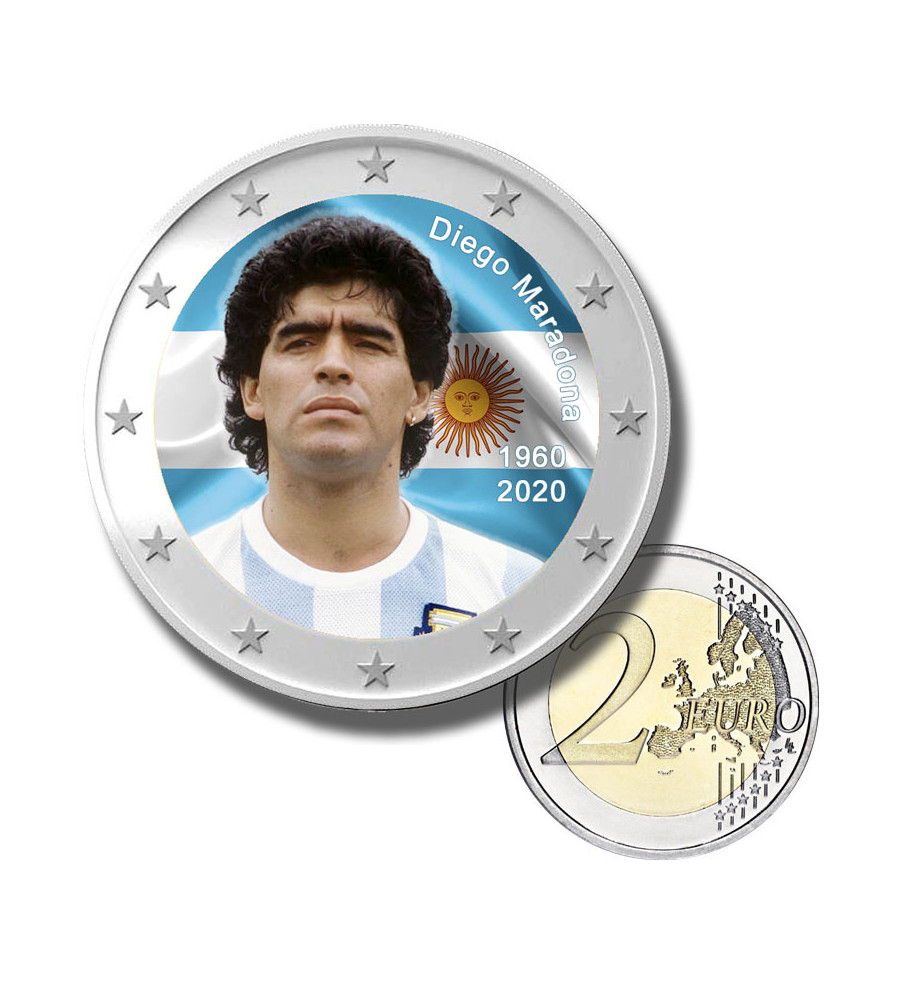 2 Euro Coloured Coin Diego Maradona 1960 - 2020