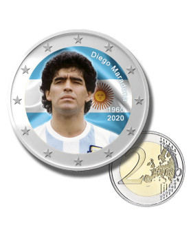 2 Euro Coloured Coin Diego Maradona 1960 - 2020