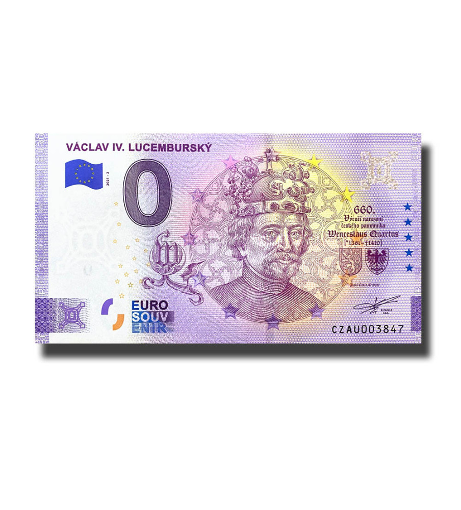 0 Euro Souvenir Banknotes Vaclav IV. Lucembursky Czech Republic CZAU 2021-2