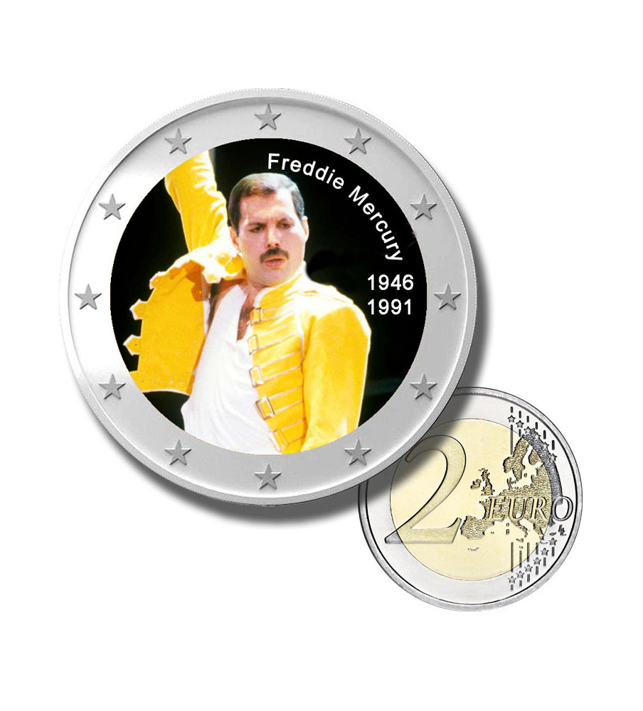 2 Euro Coloured Coin Freddie Mercury 1946 - 1991