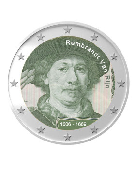 2 Euro Coloured Coin Rembrandt Van Rijn