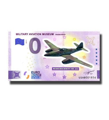 0 Euro Souvenir Banknote Military Aviation Museum Virginia Beach Colour USA USAB 2023-4