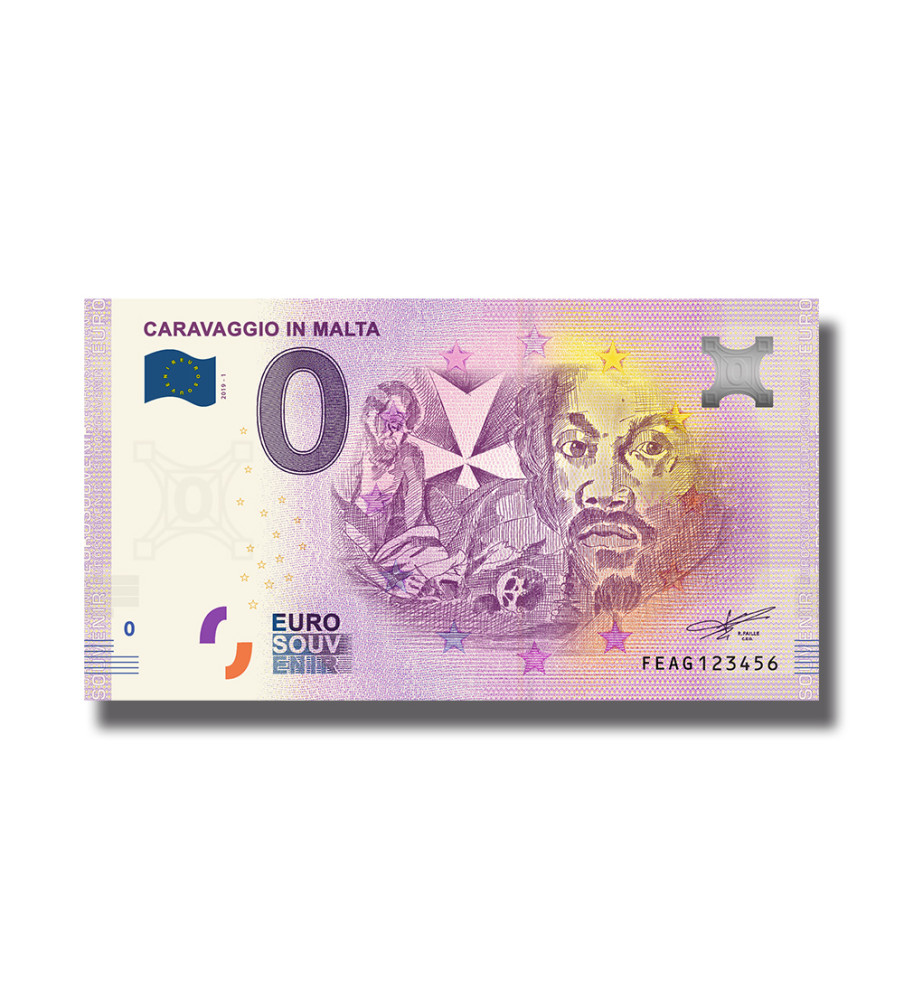 0 Euro Souvenir Banknote Caravaggio In Malta 2019