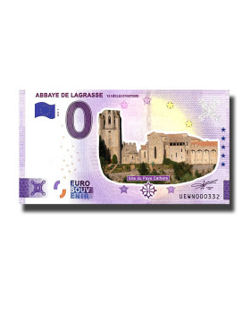 0 Euro Souvenir Banknote Abbaye De La Grasse Colour France UEWN 2022-1