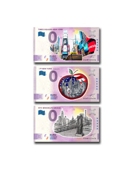 0 Euro Souvenir Banknote Thematic New York USA - Colour Set of 3