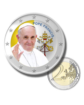 2 Euro Coloured Coin Pope Francis