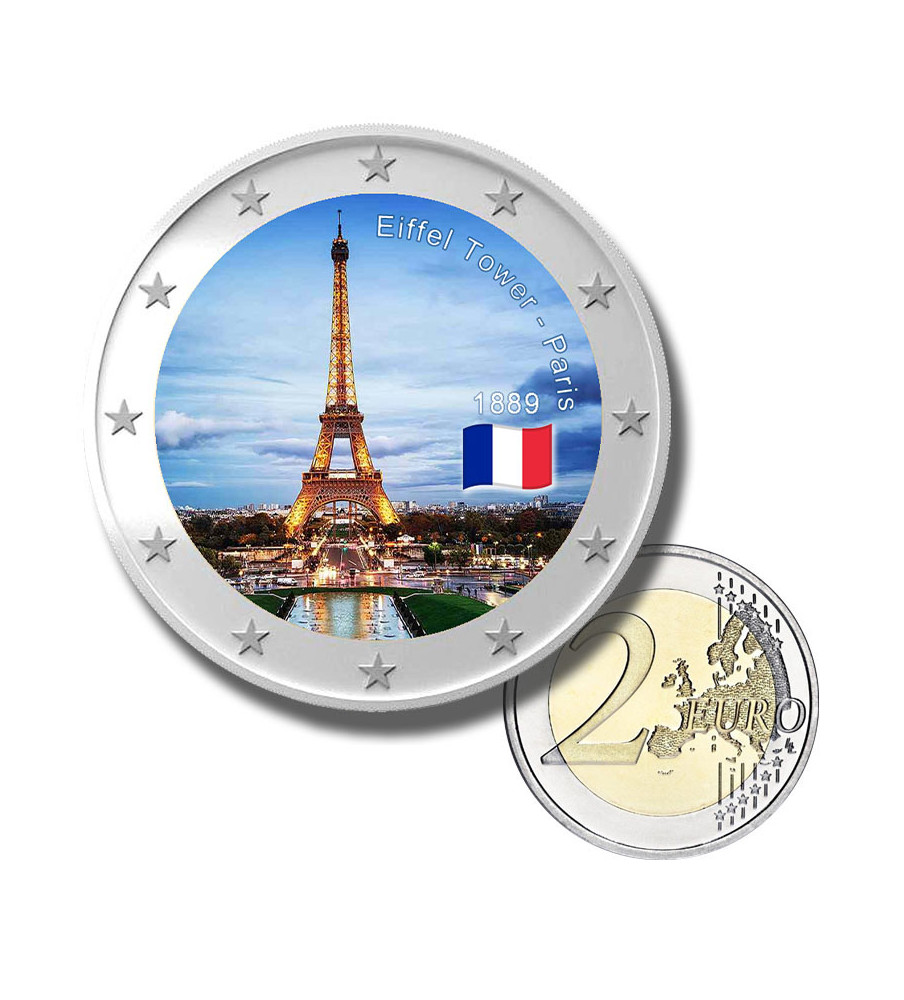 2 Euro Coloured Coin Eiffel Tower - Paris 1889