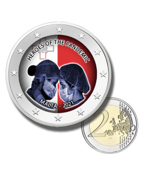 2 Euro Coloured Coin 2021 Malta Heroes Of The Pandemic