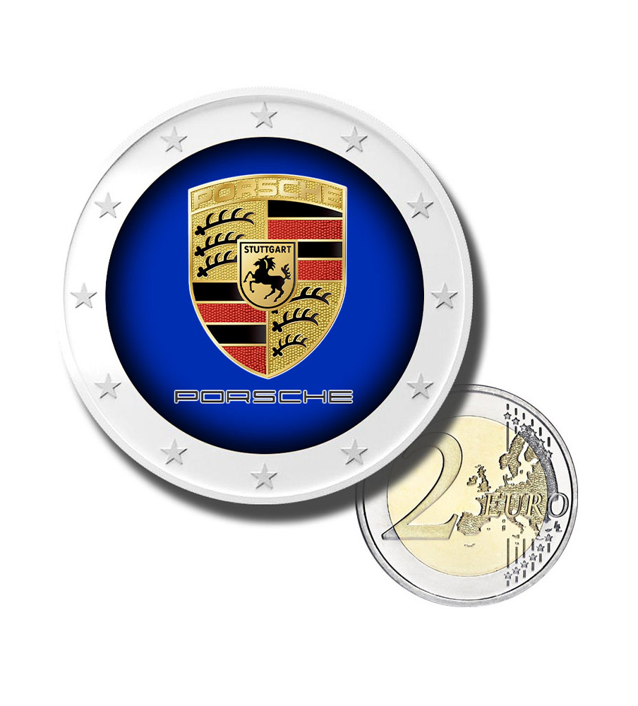 2 Euro Coloured Coin Porsche