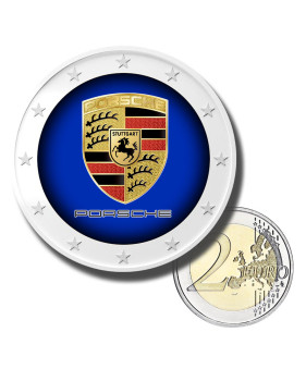 2 Euro Coloured Coin Porsche