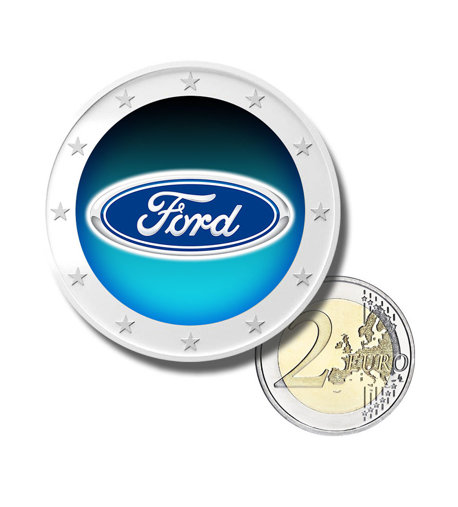 2 Euro Coloured Coin Car Brand - Ford
